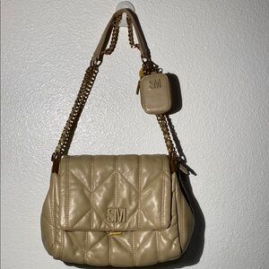 Steve Madden Tan Quilted Shoulder Bag with Geometric Design
